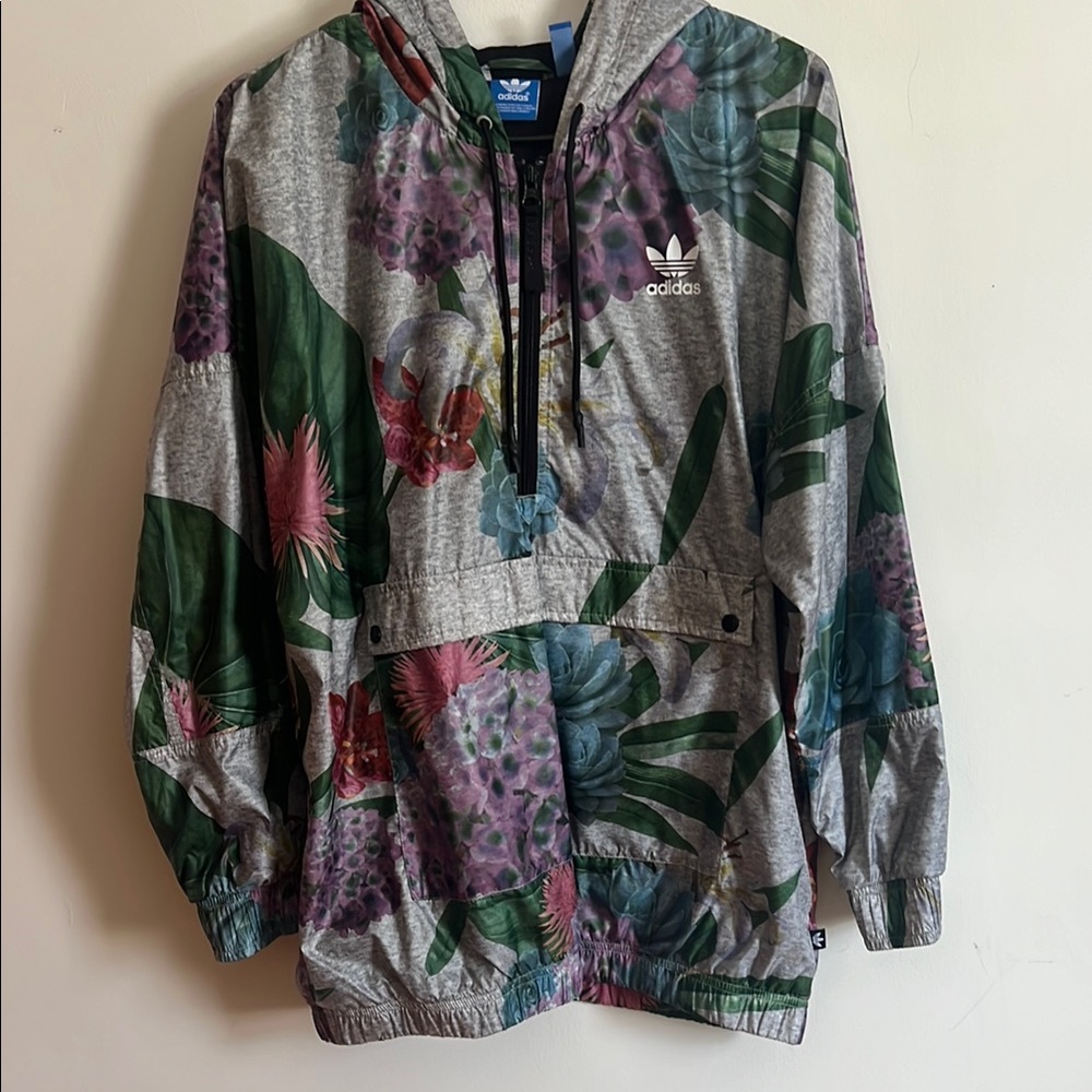 Adidas Floral Quarter Zip Windbreaker